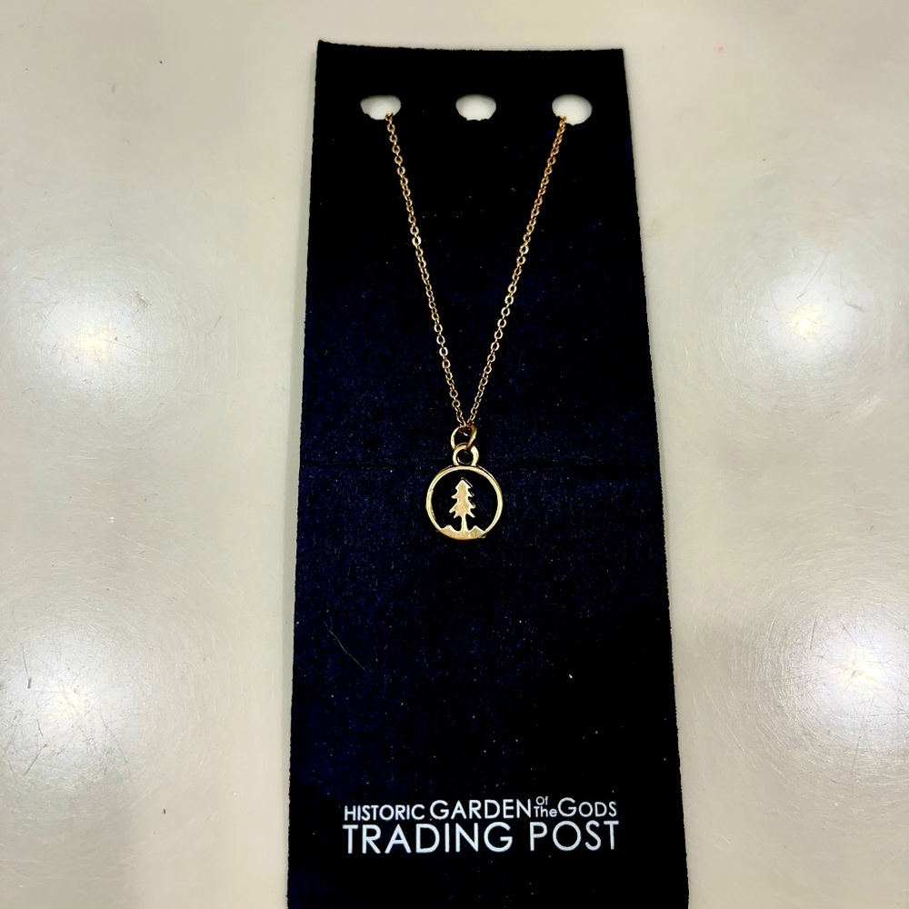Historic garden of the gods trading post gold necklace